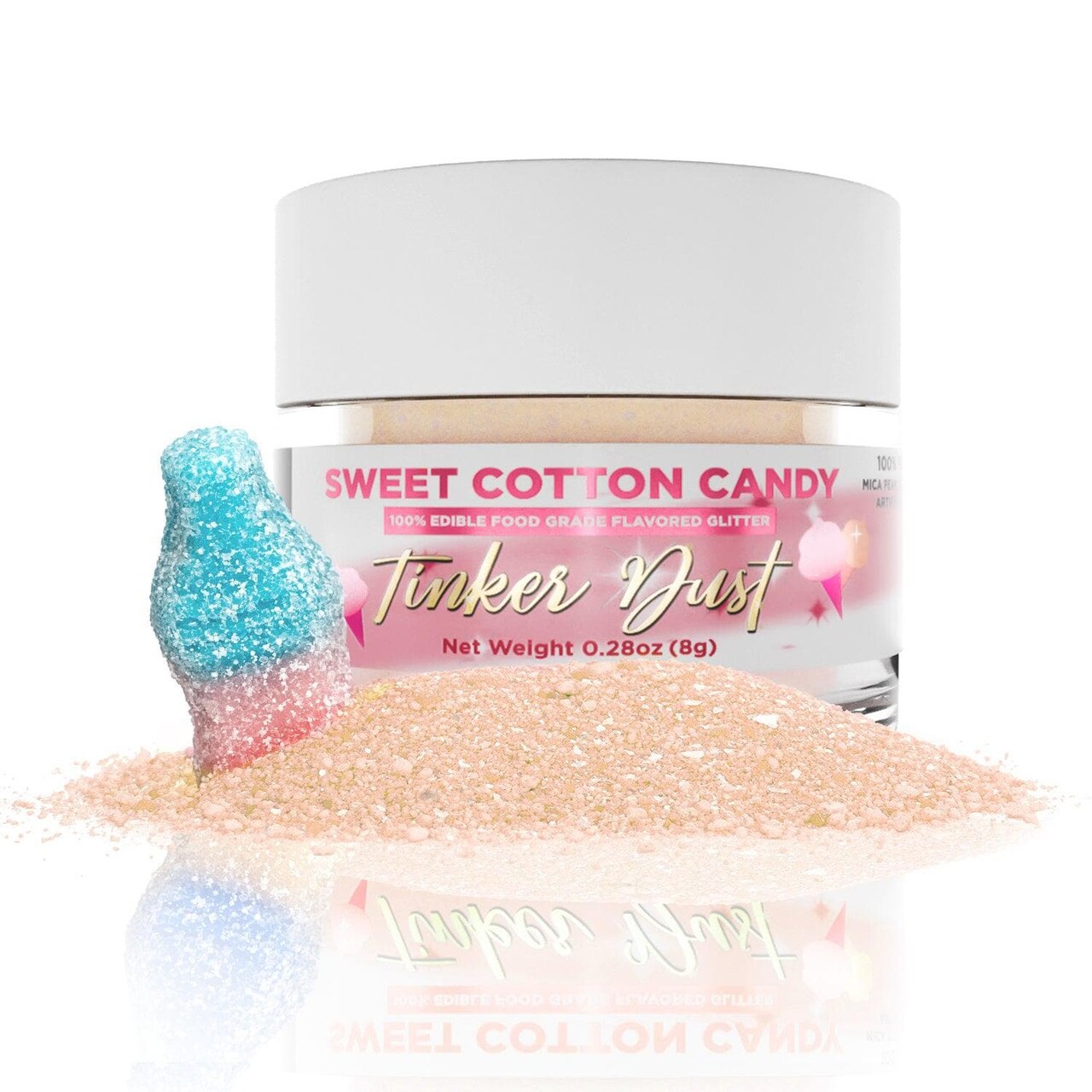Bakell - Sweet Cotton Candy Flavored Tinker Dust (8g, 1x Jar) Edible Glitter Blended Candy Topping